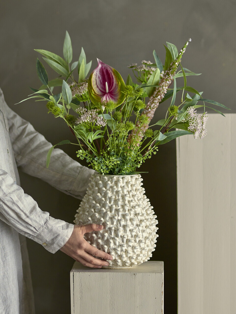 Buchet flori artificiale, Bloomingville, Blush, 30x80 cm, polietilena/fier/textil, roz - view 2
