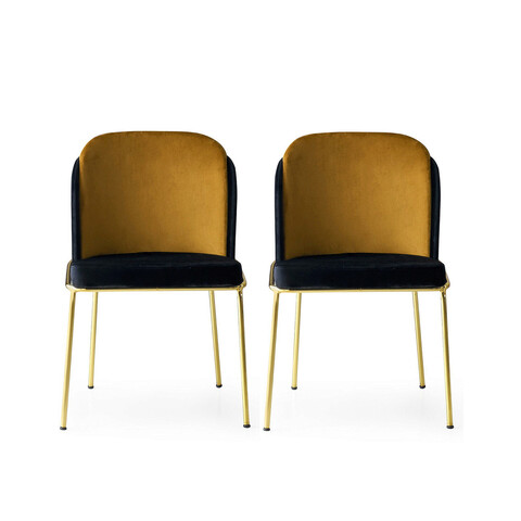 Set scaune (2 bucăți), Nmobb , Dore, Metal, Negru / Auriu auriu