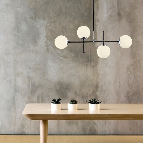 Lustra, My Legend – 145-AV2, Sheen, 90 x 15 x 67-82 cm, 4 x E27, 40W, negru/alb mezoni.ro
