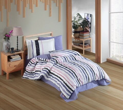 Lenjerie de pat pentru o persoana, 3 piese, 160x220 cm, 100% bumbac poplin, hobby, trend, albastru