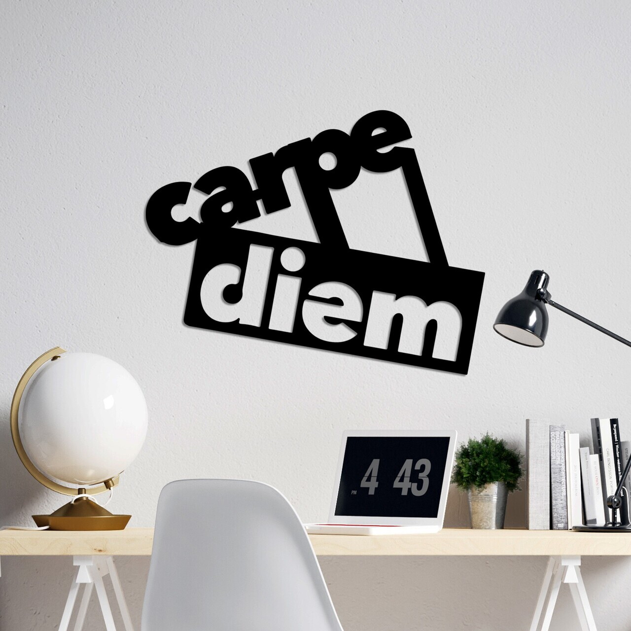 Decoratiune de perete, Carpe Diem 3, Dimensiuni: 56 x 44 cm, Negru — imaginea 2