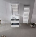 Dulap de baie cu oglindă, Hanah Home, Side 60, Alb mat