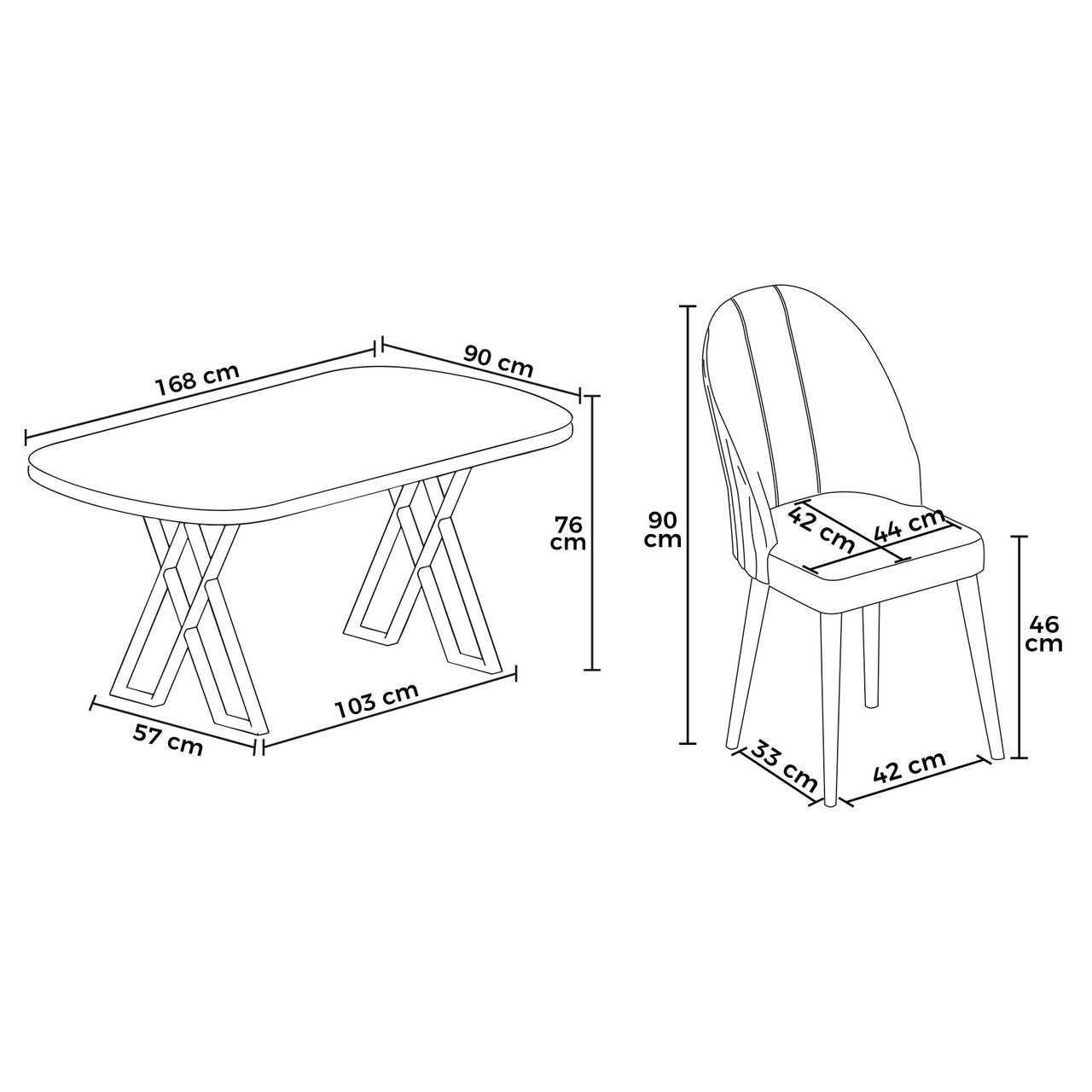 Set masă și scaune (7 piese), Hanah Home, Kaye, Alb / Crem - view 3