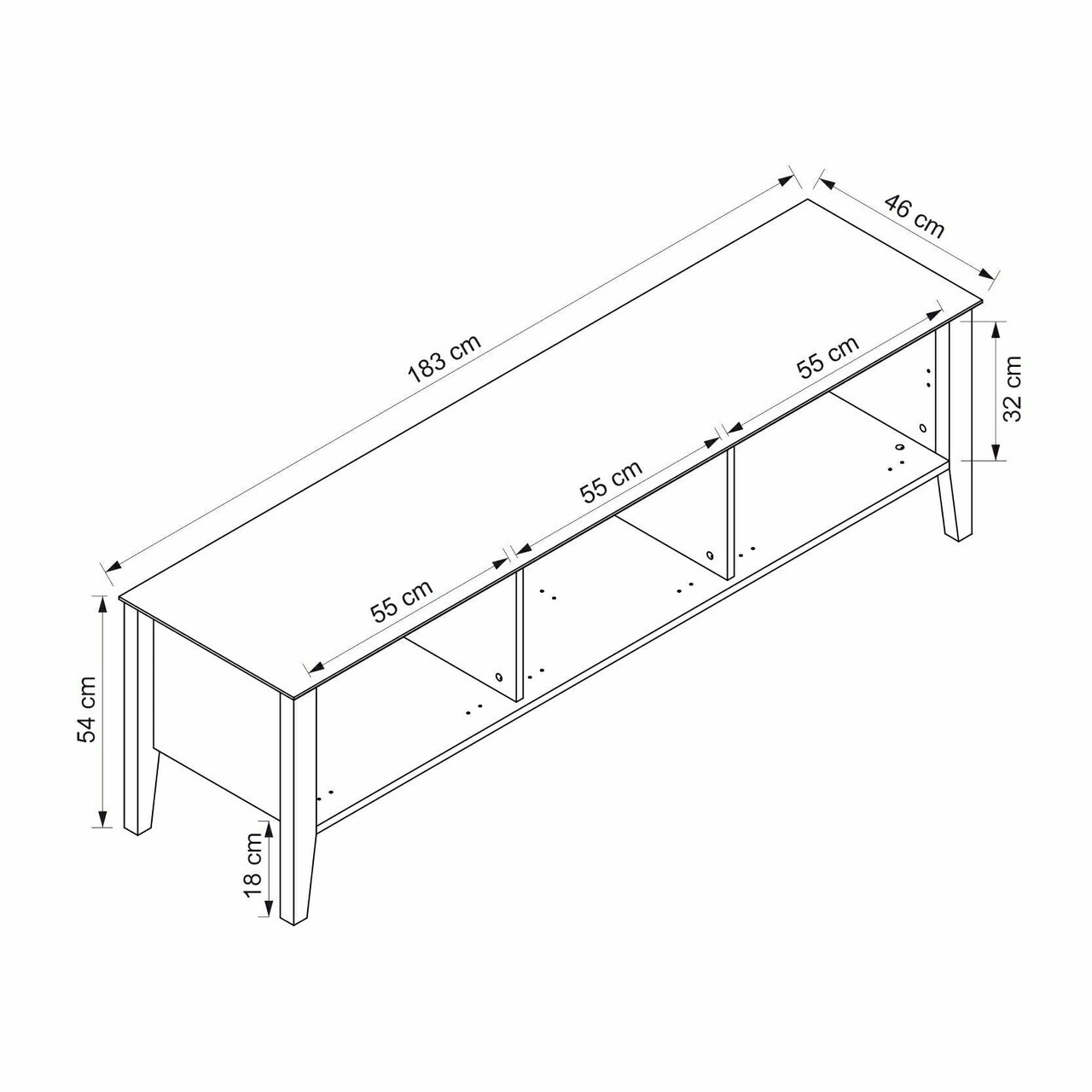 Comoda TV, Hanah Home, Marlo, 183x54x46 cm, Coș adânc / Piatră Lunii — imaginea 6