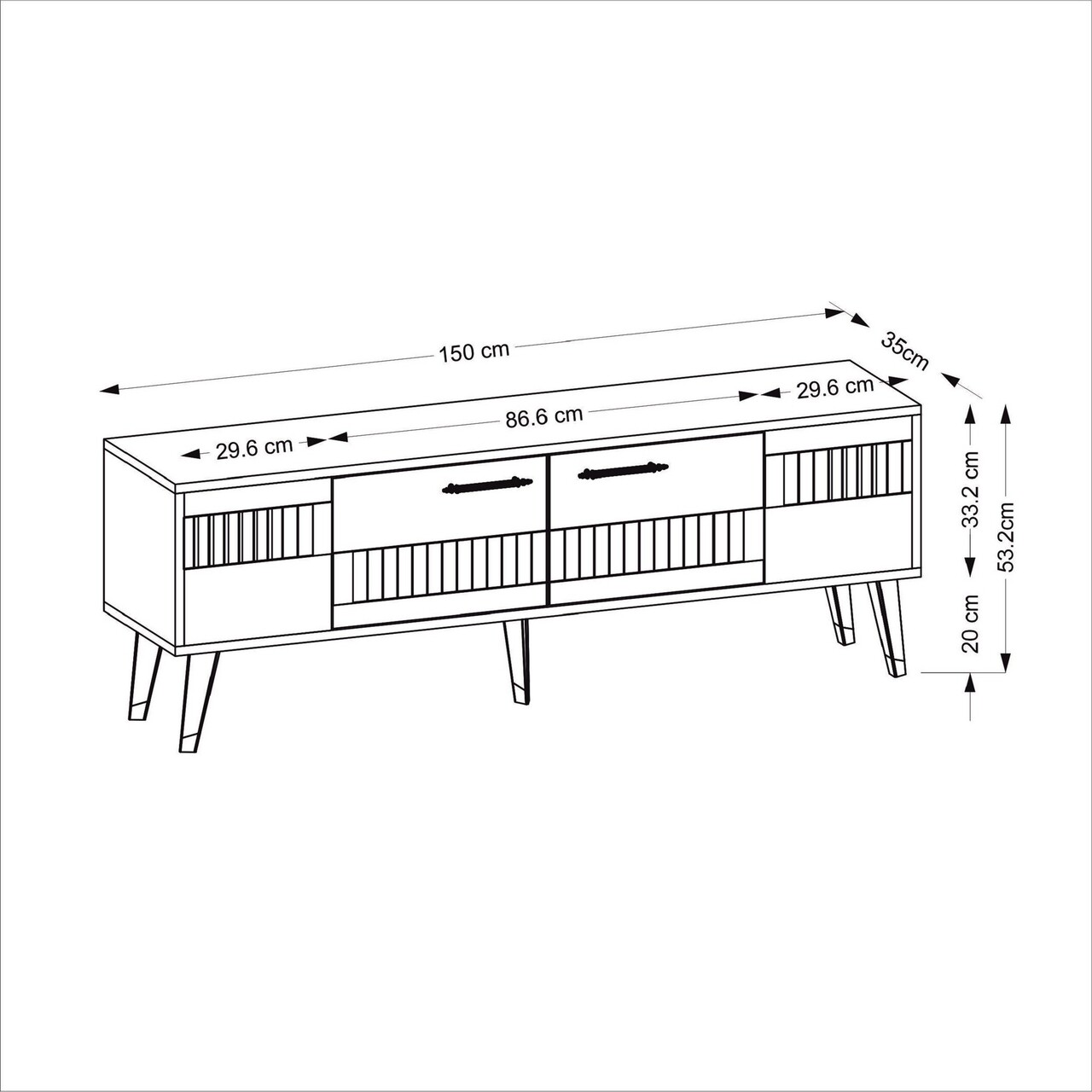 Comoda TV, Olivia, Moda, 150 X 53.2 X 35 Cm, Pal Melaminat, Antracit/auriu