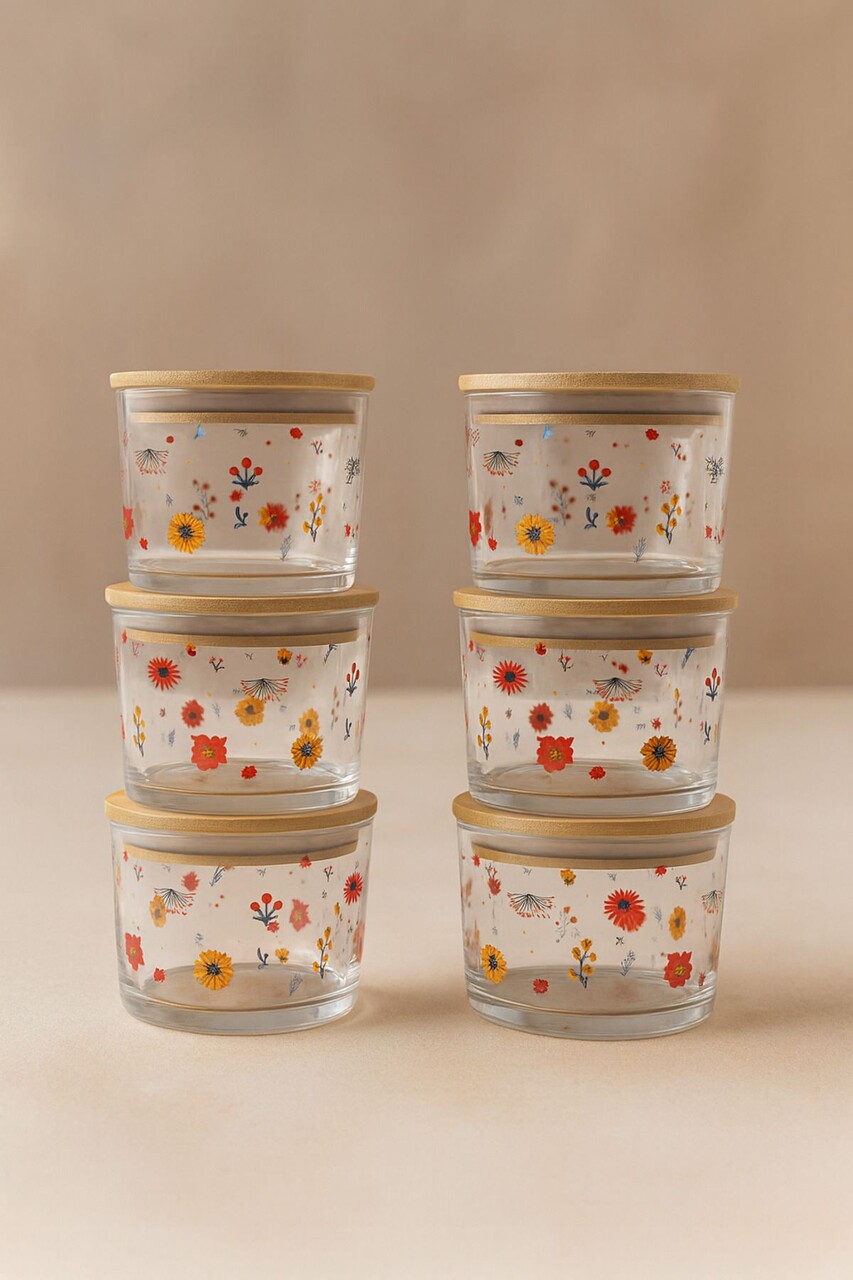 Set recipiente depozitare, Hermia, 409PBH1418, Capac din bambus: (6 bucăți), Transparent - imagine 2