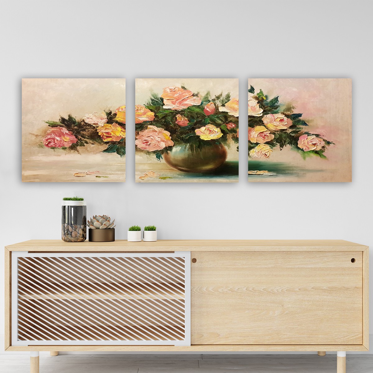 Tablou decorativ, PCCKM1, Canvas, Rama din lemn (grosime 3 cm), Multicolor