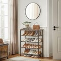 Pantofar cu 5 rafturi, Vasagle, 75x30x91 cm, PAL/otel/poliester, maro