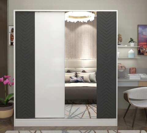 Dulap pentru haine, Glenevis, Antrasit 103, 160x186x58 cm, Alb Glenevis