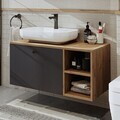 Dulap de baie cu chiuvetă, Hanah Home, 2515, MDF, Pin Atlantic / Antracit