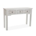 Consola cu 3 sertare Rowe, Versa, 110 x 34.5 x 75 cm, lemn, alb