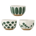 Set 3 boluri, Bloomingville, Linora, 12.5x8 cm, 580 ml, ceramica, verde