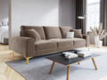 Canapea, Madara, Mazzini Sofas, 3 locuri, gold legs, 222x102x90 cm, catifea, bej