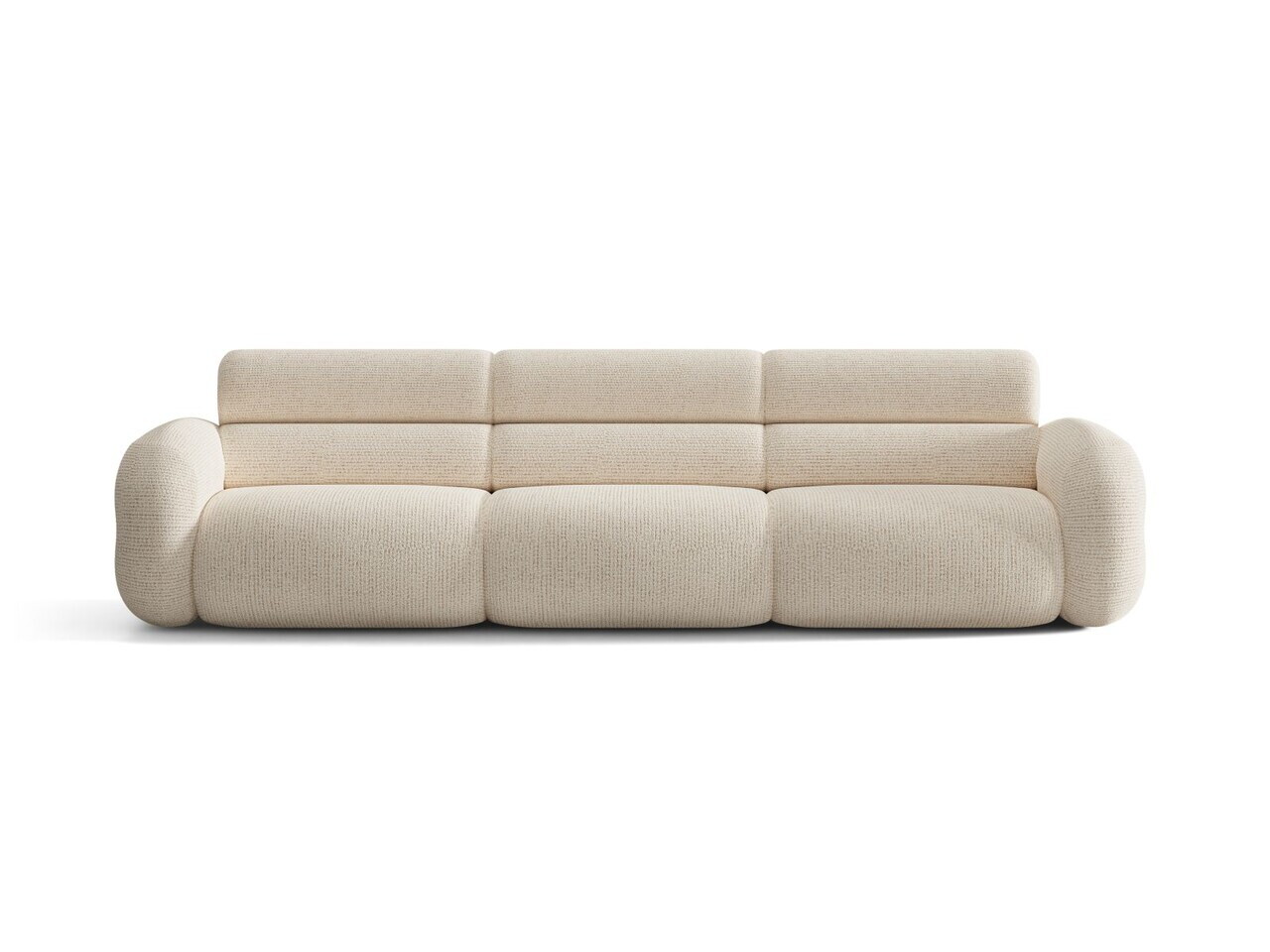 Canapea 4 locuri, Neo, Micadoni Home, 305x100x83 cm, tesatura Chenille Silencio, bej deschis