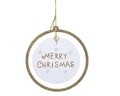 Glob plat  Merry Christmas in glitter frame, Decoris, 10x10.5 cm, sticla, auriu