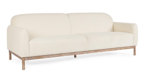 Canapea 3 Locuri Detroit, Bizzotto, 232 X 87 X 82 Cm, Lemn De Frasin/poliester Boucle, Natural