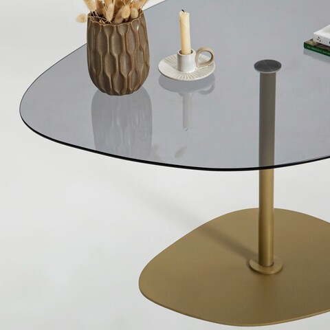 Masuta de cafea, Neostill, Soho, 85x40x67 cm, Sticla temperata, Gri inchis/Auriu