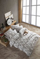 Lenjerie de pat pentru o persoana, Olivia - Grey, Eponj Home, Bumbac Ranforce