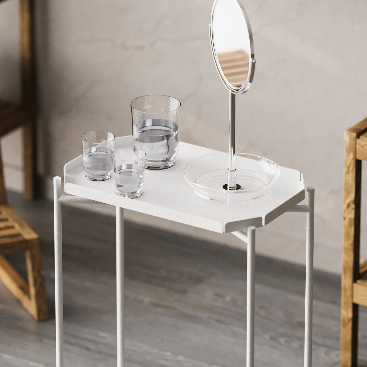 Masuta de cafea, Cerritos, Shb-009-B, 26x56x40 cm, Metal, Alb - 2 | YEO