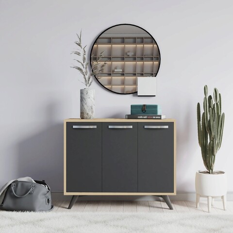 Dulap multifunctional, mod design, piffa, 100x82x35 cm, stejar / antracit