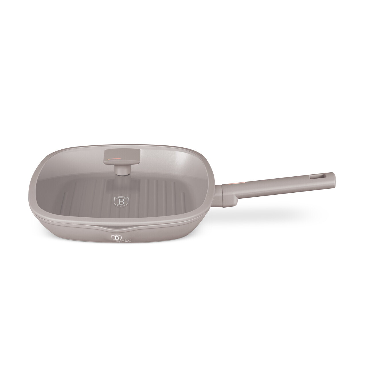Tigaie grill cu capac Berlinger Haus, Taupe, 28 cm, 2.1 L, aluminiu forjat, taupe mat - imagine 4