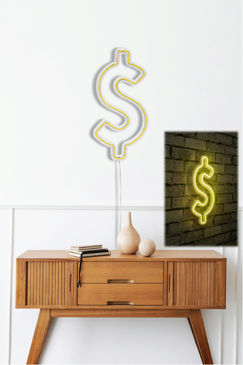 Decoratiune luminoasa LED, Dollar Sign, Benzi flexibile de neon, DC 12 V, Galben - 1 | YEO