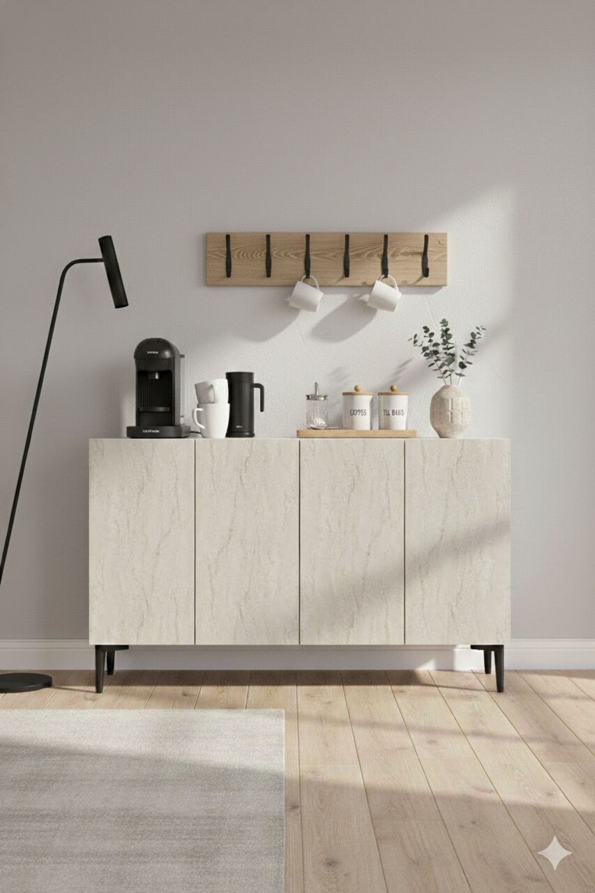 Consola, Hanah Home, Aplos 120, 120x79x32 cm, Alb / Travertin - view 3