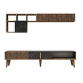 Comoda TV cu 2 rafturi, Hommy Craft, Milan, pal melaminat, nuc/negru