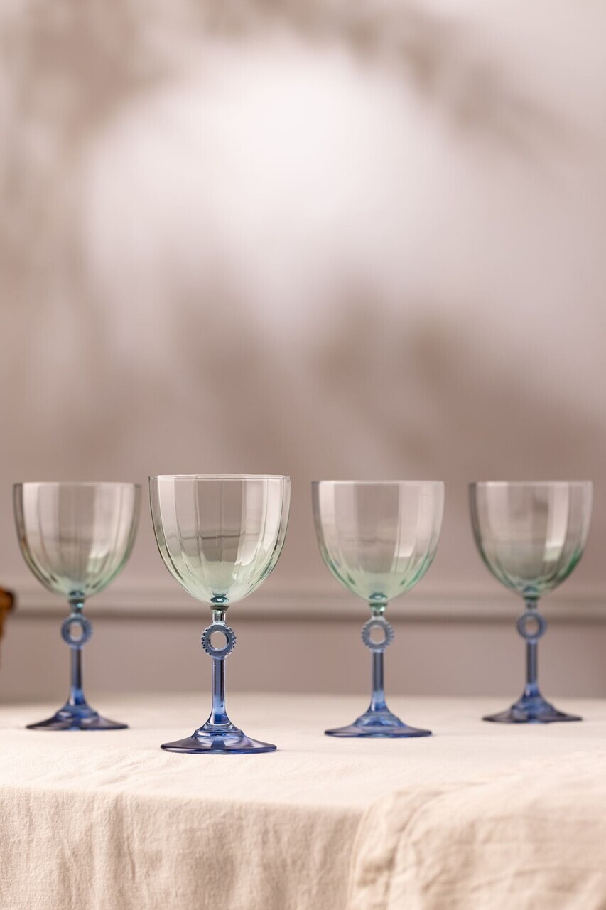 Set de pahare de vin Hermia 127RKL1131 Sticla Albastru
