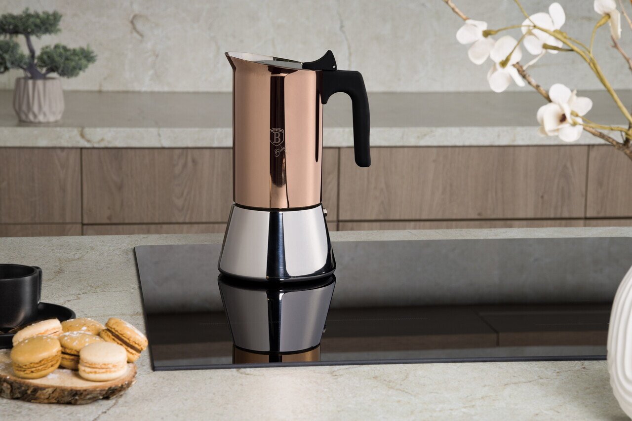 Aparat de cafea Berlinger Haus, Rose Gold, 9 cesti, 450 ml, inox 18/10, roz - imagine 2