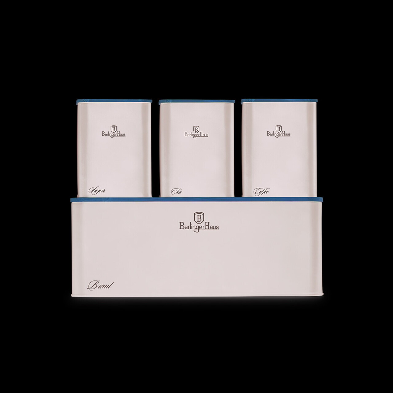 Set cutie pentru paine si 3 recipiente Berlinger Haus, Matte Black, 33x18x12 cm, otel carbon, negru mat/natur - imagine 4