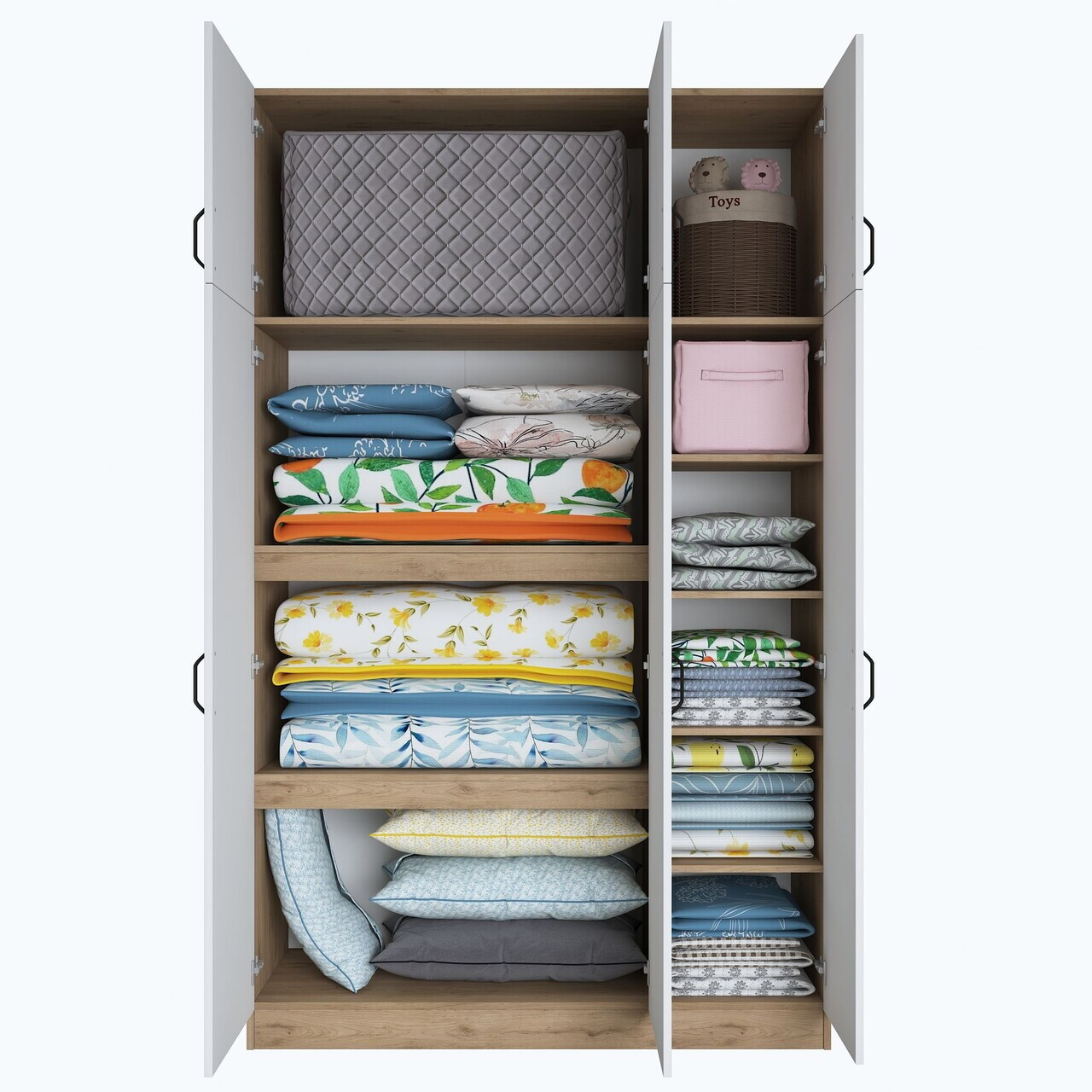 Dulap pentru haine, Hanah Home, BA104, 145x239x55 cm, PAL melaminat, Nuc/Alb - view 8