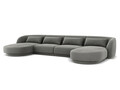 Coltar panoramic 5 locuri, Tulum, Cosmopolitan Design, 330x156x70 cm, catifea, gri deschis