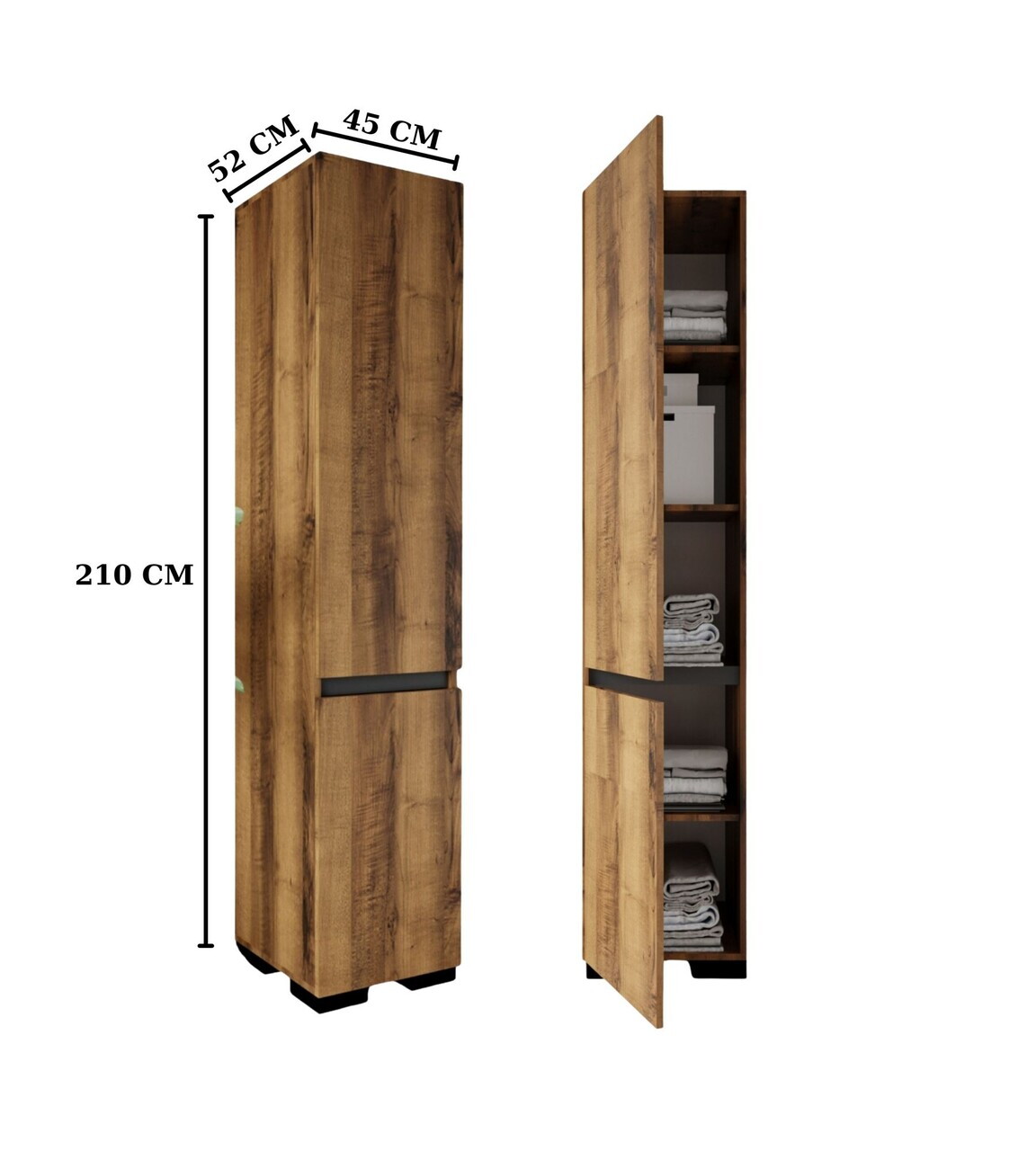 Dulap multifunctional, Hanah Home, Floransa 45, 45x210x45 cm, PAL MELAMINAT, Nuc / Antracit — imaginea 6