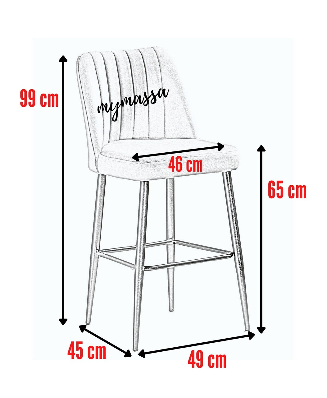Set scaune  de bar 4 piese, Hanah Home, Vento, Crem/Negru - view 3
