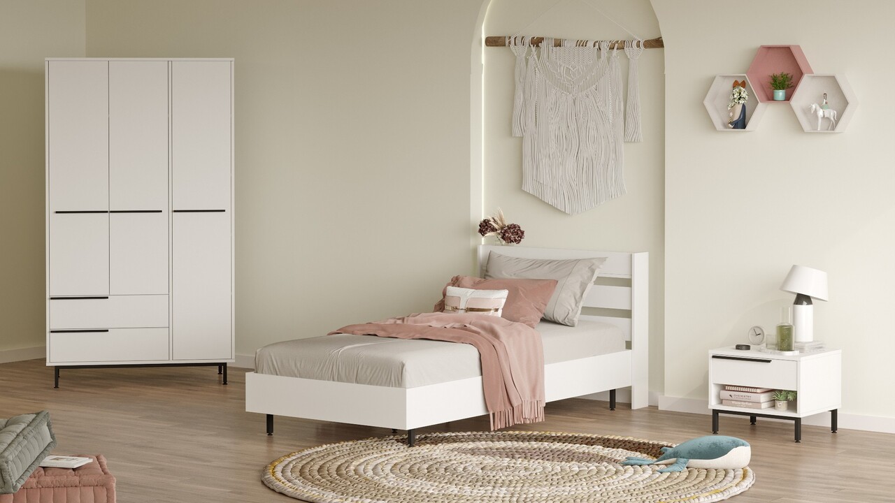 Set dormitor pentru copii, Locelso, ON23-W, Alb - 2 | YEO