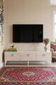 Comoda TV, Hanah Home, Demet, 180x53x30 cm, Alb / Travertin