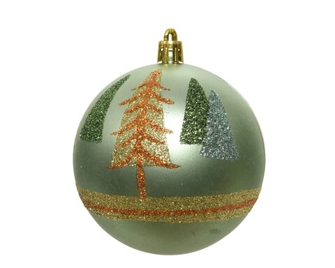 Glob tree glitter, decoris, Ø8 cm, plastic, verde salvie