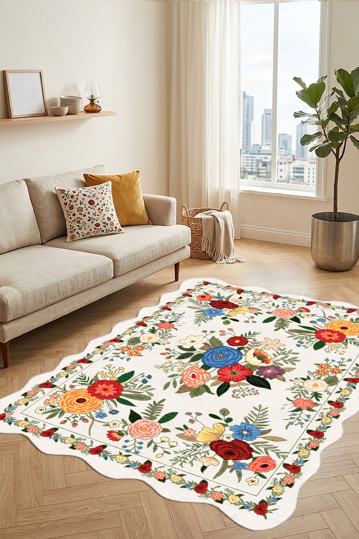 Covor, CLR-7527-35, 140x250 cm, Poliester, Crem