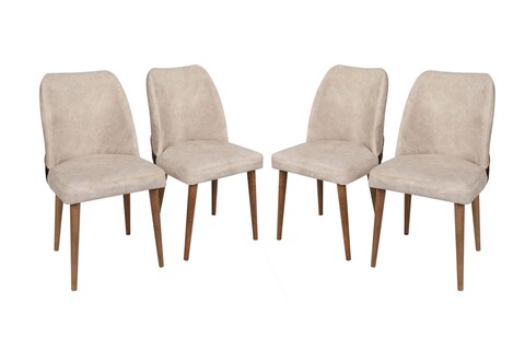 Set 4 scaune, nmobb, nova 761, 50 x 90 x 49 cm, metal/lemn, crem/maro