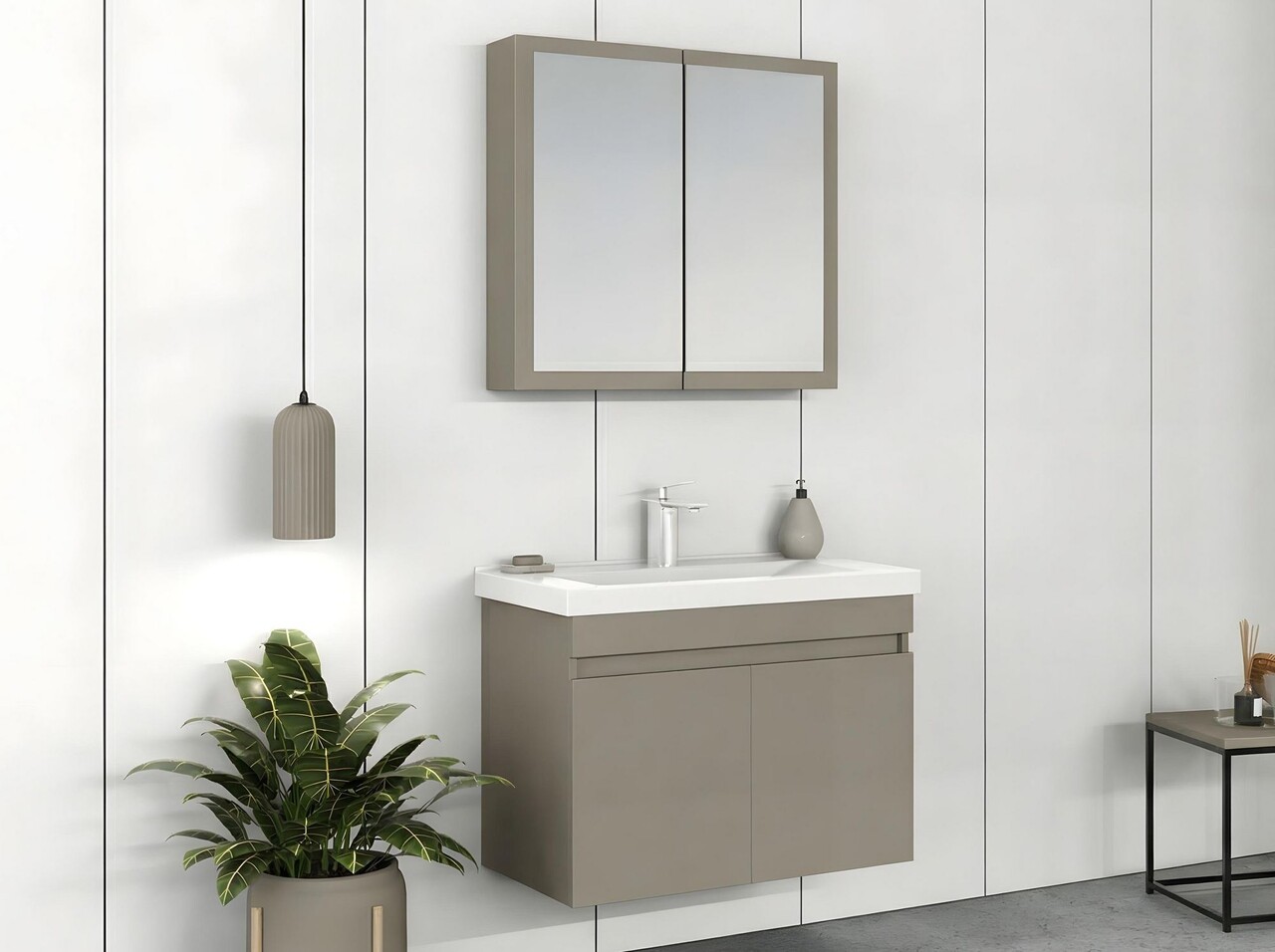 Set mobilier de baie (2 piese), Hanah Home, Foresta 80, Latte - view 2