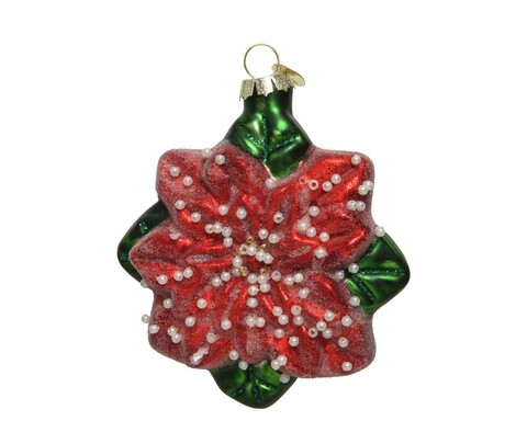 Glob Poinsettia, Decoris, 9.5x4x11 cm, sticla, multicolor