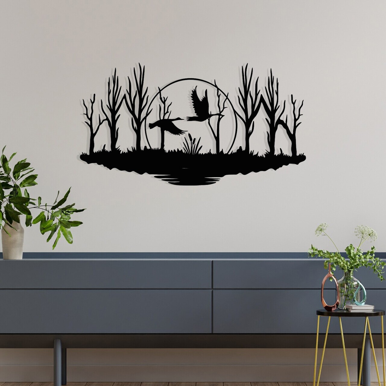 Decoratiune de perete, Estate, Metal, Dimensiuni: 70 x 38 cm, Negru