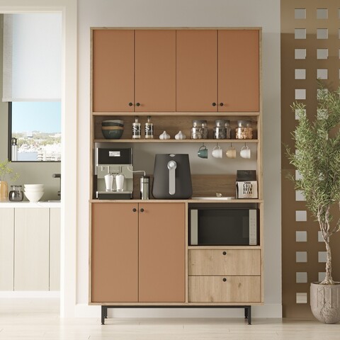 Dulap multifunctional, Locelso, RE7-SK, Stejar / Tigla Roșu