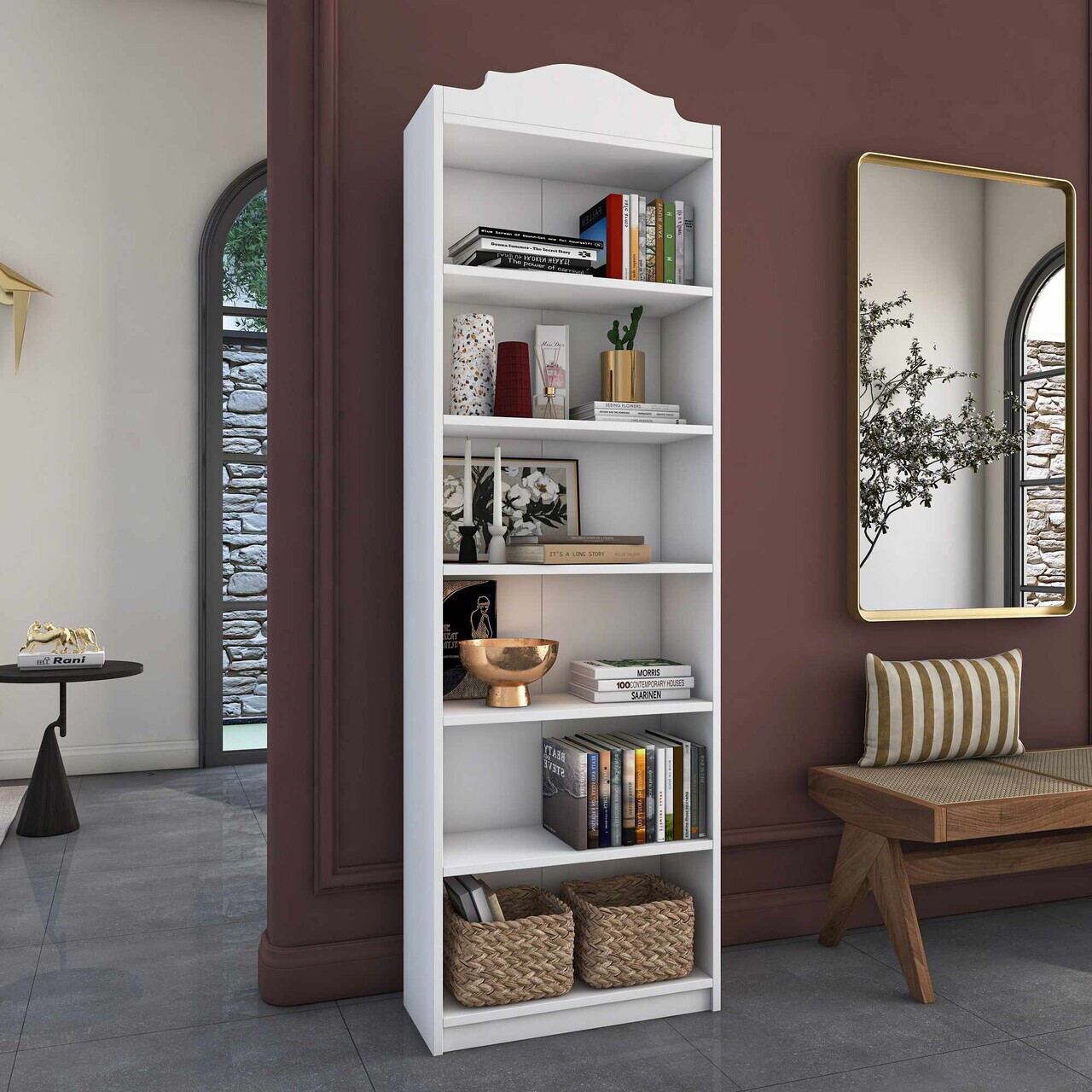 Corp biblioteca, Hanah Home, HC131, 60x187.8x25 cm, Alb — imaginea 3