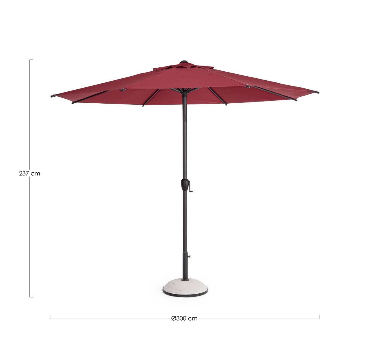 Umbrela pentru gradina / terasa Rio, Bizzotto, Ø 300 cm, stalp Ø 48 mm, otel/poliester, bordo
