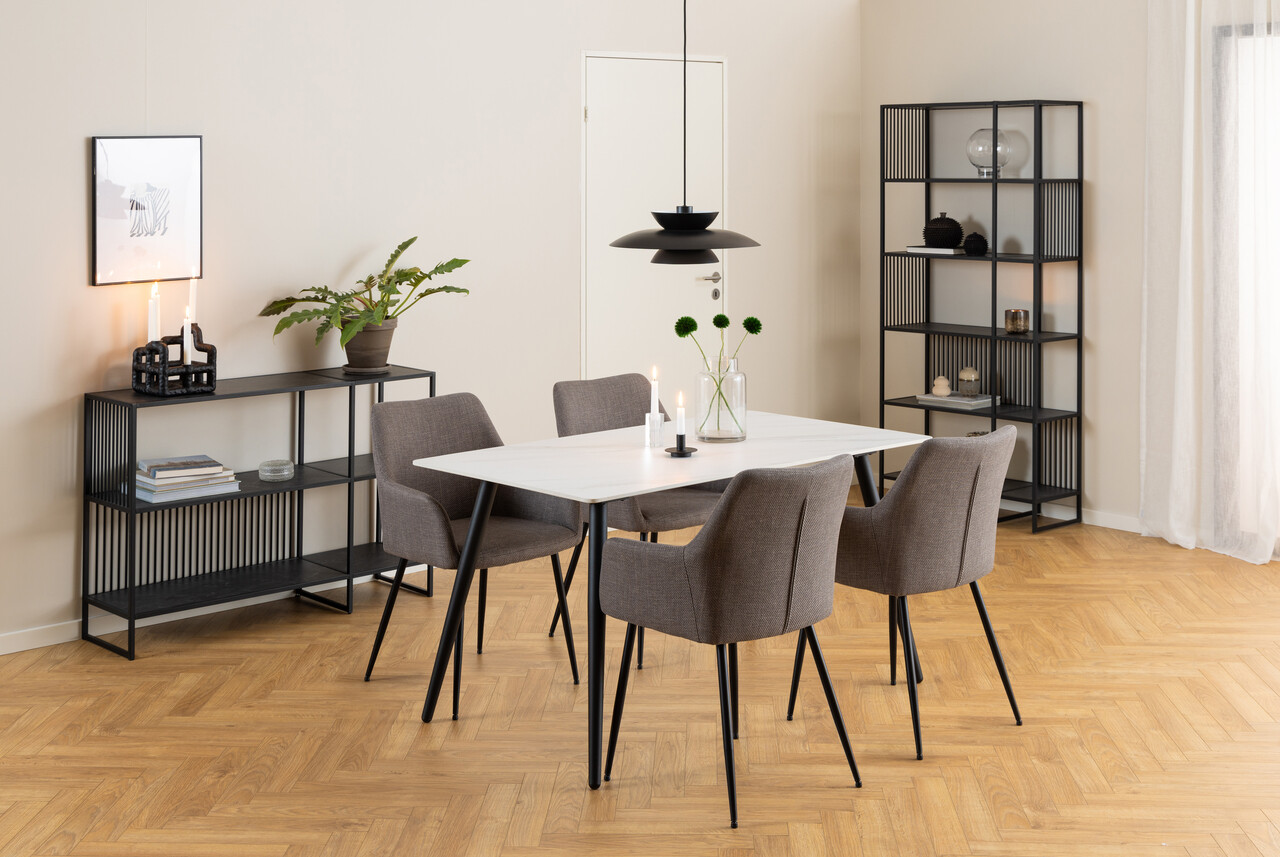Scaun Lizzy, Actona, 59x59x85 cm, tesatura structurata/otel, gri maro deschis - view 6