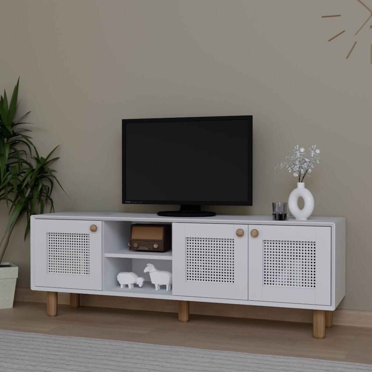 Comoda TV, Miwood, Bohemian 1600-144, Alb - 1 | YEO