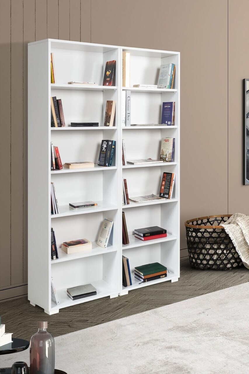 Corp biblioteca, Hanah Home, Evm 8224, 120x187x30 cm, PAL, Alb — imaginea 2