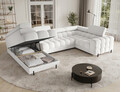 Coltar extensibil stanga 3 locuri ELTAP, LT-01ROY, Fectory, 346x205x93 cm, lemn/poliester, alb